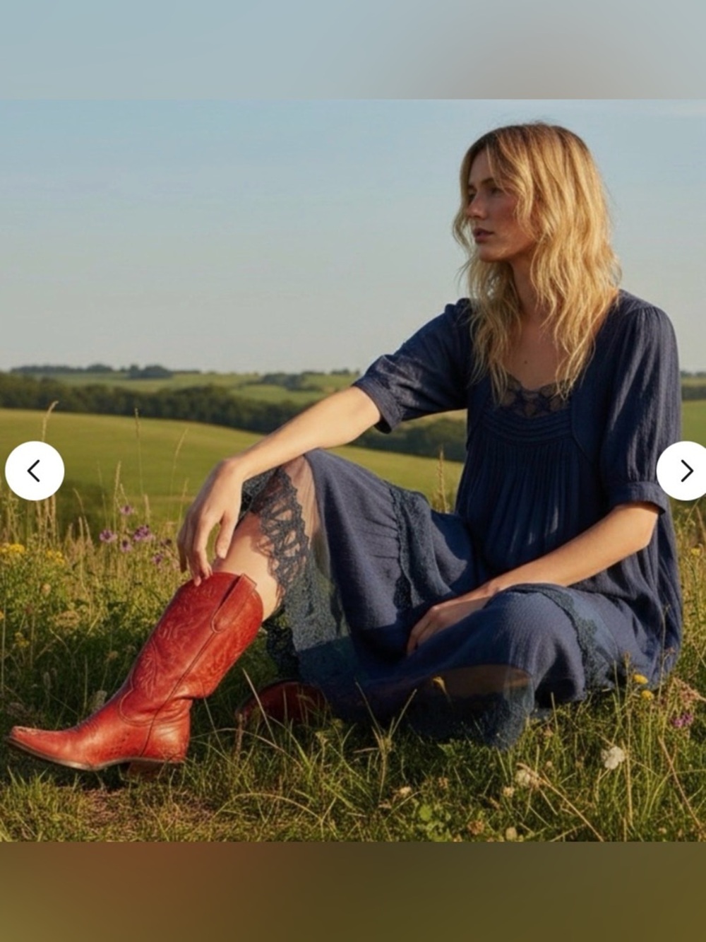 SOLD. FREE PEOPLE Calder Midi Dress in Skipper Blue / Navy Blue size small - Picture 8 of 15